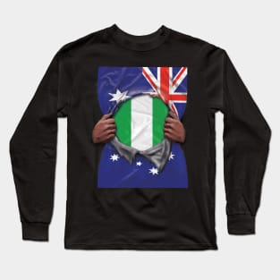 Nigeria Flag Australian Flag Ripped - Gift for Nigerian From Nigeria Long Sleeve T-Shirt